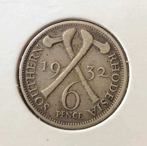 1932 Southern Rhodesia SILVER 6d