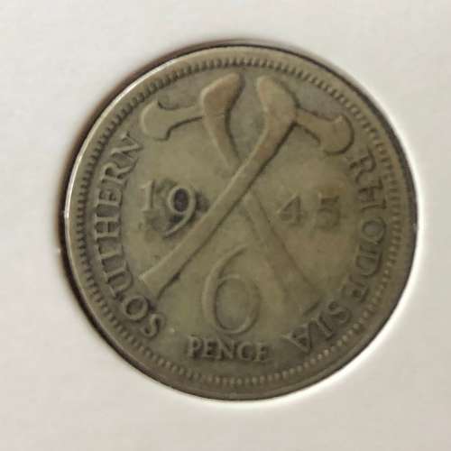1945 Southern Rhodesia SILVER 6d