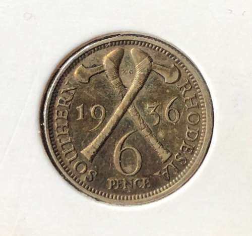 1936 Southern Rhodesia SILVER 6d