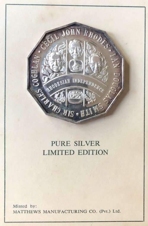 1975 Rhodesia 10th Anniversary Independence SILVER Medallion