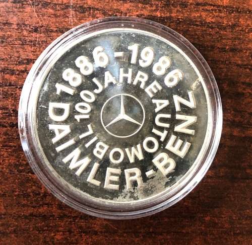 1886-1986 Daimler Benz 100 year SILVER Medallion