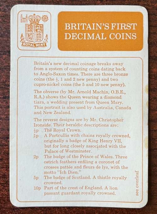 Britain`s first complete set of decimal coins