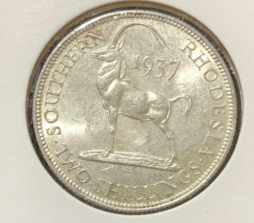 1937 Southern Rhodesia SILVER Two Shilling