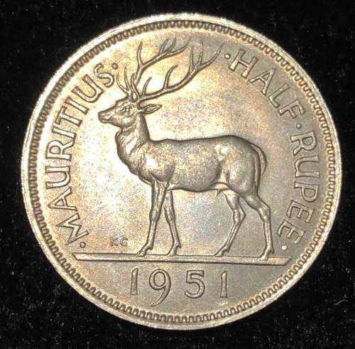 1951 Mauritius 1/2 Rupee ( KM 28)