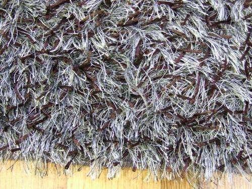 MODERN SHAGGY RUG BROWN SILVER COLOURS