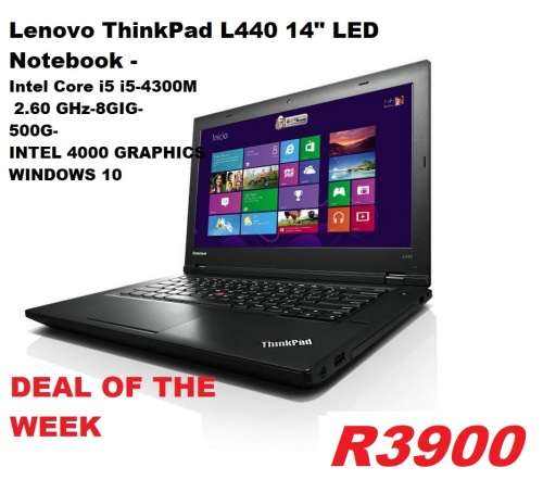 Lenovo ThinkPad L440 14" LED Notebook - Intel Core i5 i5-4300M (2 Core) 2.60 GHz-8GIG-500G