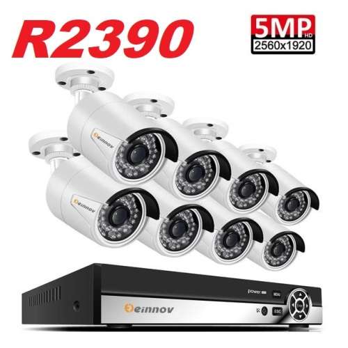 8 Channel DVR system with 8 x 5MP digital camera's and internet remote-viewing CCTV is an analog hig