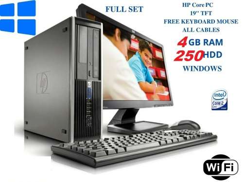 HP 6300 Desktop FULL SET PC WITH LCD 19-HP COMPAQ 6300  Intel Core2Duo 2.90, 4GB RAM, 250 HDD, 19