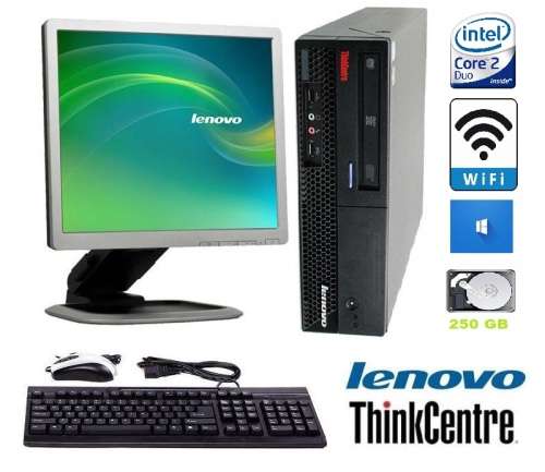 Lenovo ThinkCentre M58 core2DuoTower Computer 17` LCD Monitor Bundle Desktop PC