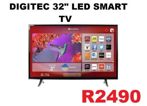 DIGITEC 32 iNCH  HD SMART LED TV   BRAND NEW SEALED BOX   HDMI   USB   REMOTE , STANDS(NEW),