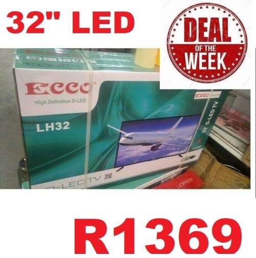 ECCO 32` HD LED TV(led-32FHDB) -+ remote(NEW)  guaranteed