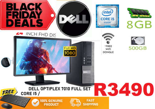 Dell Optiplex 7010 I5  + 24 FHD Monitors, WiFi, Keyboard and MOUSE,