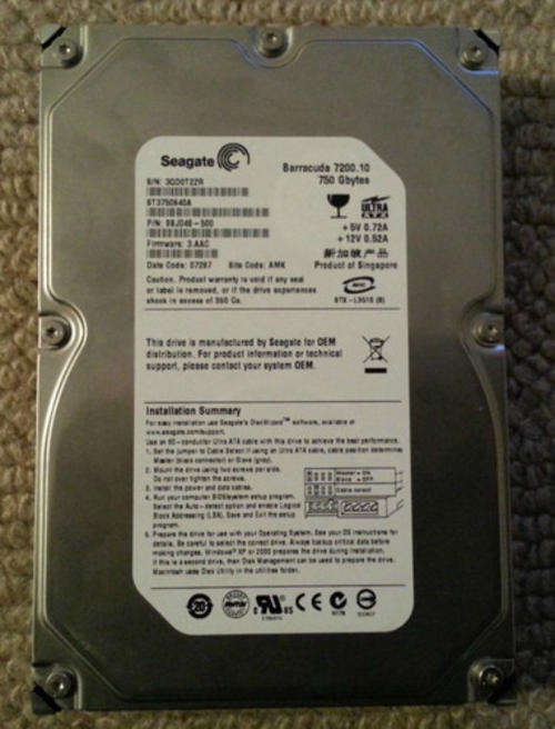 SEAGATE 750GIG ST3750640A IDE 3.5" HARD DRIVE