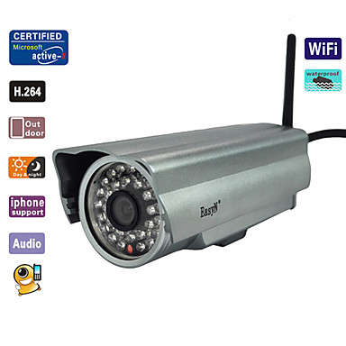 Outdoor Waterproof WIFI IR Box IP Camera CMOS 0.3 Megapixel Two Way Audio M-JPEG IR Distance 20m + 6