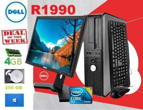 Dell 780 Thin Small Desktop Computer PC C2D 3.0GHz 4GB 250GB Win10 Pro w/19` LCD and WIFI