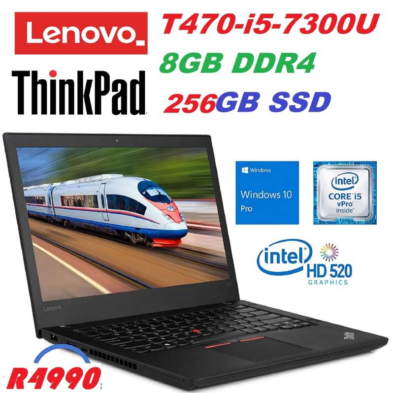 Lenovo Thinkpad T470 core i5  6th gen  8Gb ram DDR4 - 256gb SSD-14` LED HD
