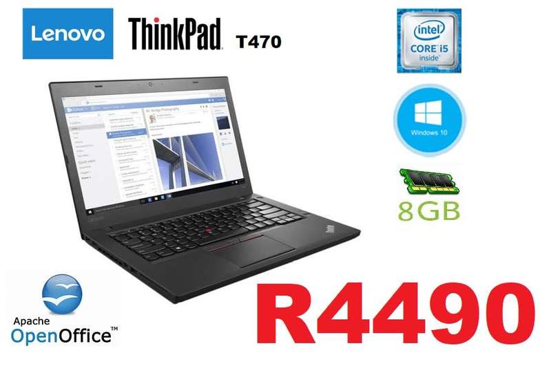 Lenovo LAPTOP Thinkpad T470 core i5  6th gen  8Gb ram DDR4 -14` LED HD-windows 10pro