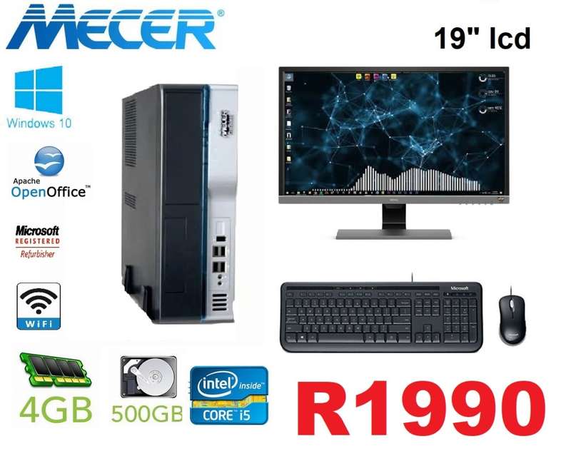 Mecer PC with: Intel Core i5 3470 @3.2HGz CPU, 500GB, 4GB RAM+19` lcd set