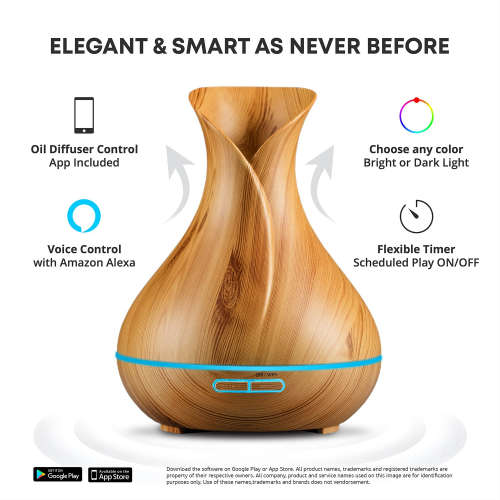 Smart WiFi Essential Oil Aromatherapy Ultrasonic Air Diffuser Humidifier (Light Brown) ** Sale**