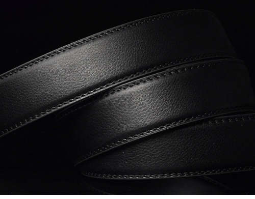 Black Leather Belt with Automatic Belt Buckle (Double Silver Lines) **Sale**