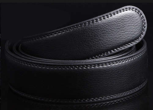 Black Leather Belt with Automatic Belt Buckle (Double Silver Lines) **Sale**