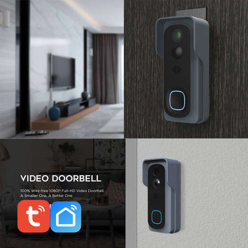 1080p WiFi Wireless Controlled Video Doorbell Supports PIR Motion Detection 2 x 18650 Batteries