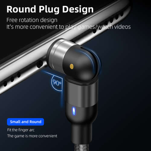 3 in 1 Magnetic Cable 3A Data Fast Charging 540 Rotatable 2m Micro, USB C, IOS Nylon Braided