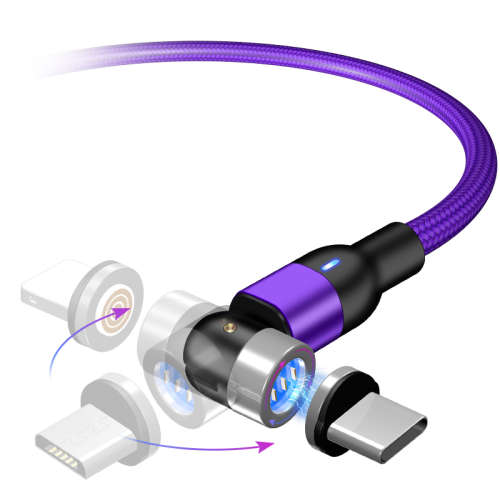 3 in 1 Magnetic Cable 3A Data Fast Charging 540 Rotatable 2m Micro, USB C, IOS Nylon Braided