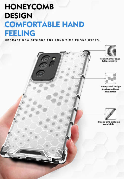 Galaxy Note 20 Ultra 5G Shockproof Honeycomb Cover - Transparent + DLife Screen Protector
