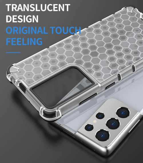 Samsung Galaxy S21 Ultra Shockproof Honeycomb Cover - Transparent **Sale**