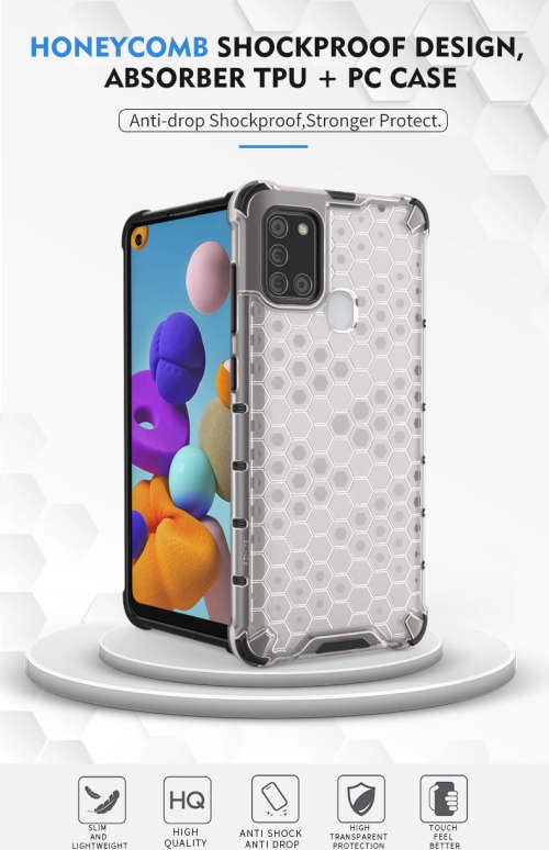 Samsung Galaxy A21S Shockproof Honeycomb Cover - Transparent **Sale**