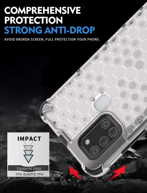 Samsung Galaxy A21S Shockproof Honeycomb Cover - Transparent **Sale**