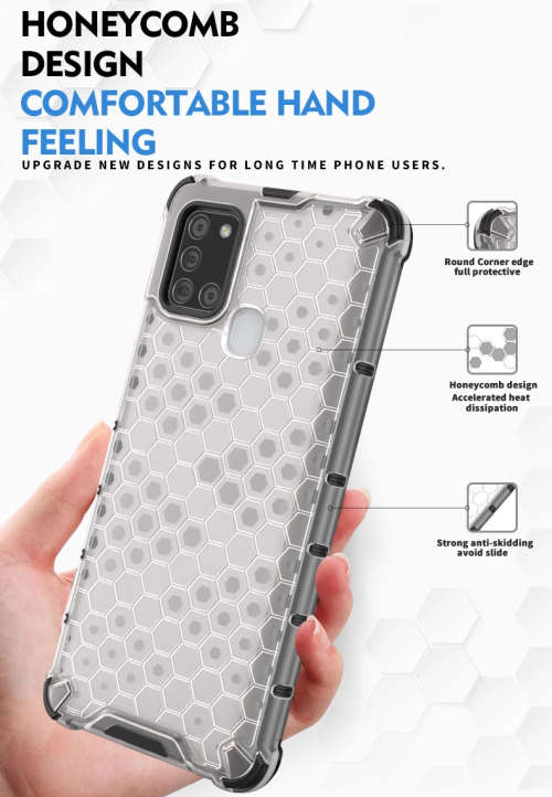 Samsung Galaxy A21S Shockproof Honeycomb Cover - Transparent **Sale**