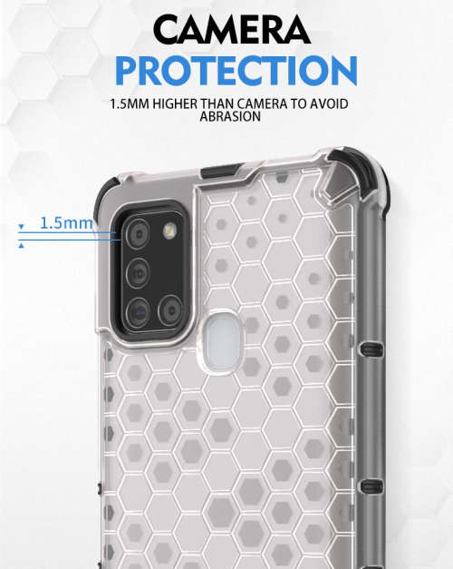 Samsung Galaxy A21S Shockproof Honeycomb Cover - Transparent **Sale**