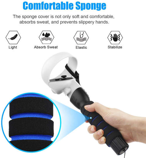 AMVR Dual Handles Extension Grips for Oculus Quest Quest 2 Rift S Controllers Playing Beat Saber