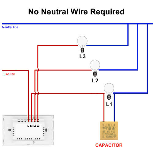WIFI Control Smart Life Tuya 2CH US LED Neutral or No Neutral Smart Switch with RF433Mhz (White)