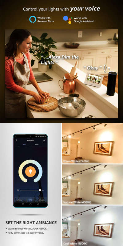 WIFI Control Smart Life Tuya RGB CCT 5W GU10 LED Downlight Bulb