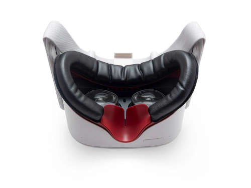 VR Cover Facial Interface and Foam Replacement Set for Oculus Quest 2 (Dark Red and Black)