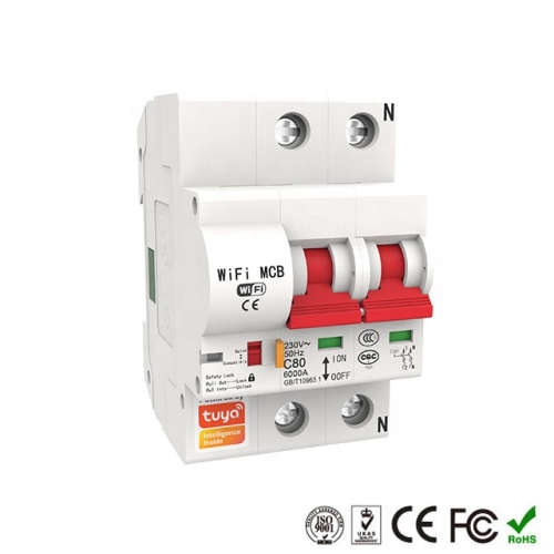 WIFI Control Smart Life Tuya 2P 40A 8800W MCB Switch Circuit Breaker