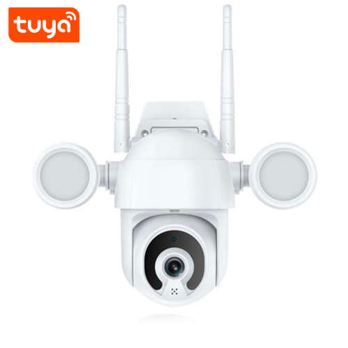 WIFI Control Smart Life Tuya Waterproof Outdoor 5MP HD PTZ Floodlight CCTV Camera