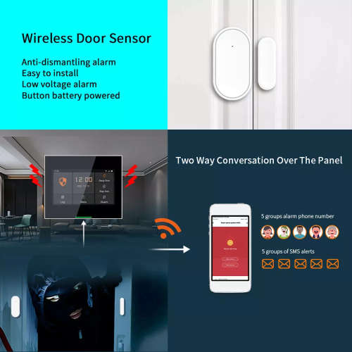 WIFI Control Smart Life Tuya H502 4G LTE Touch Screen Alarm System (Black)