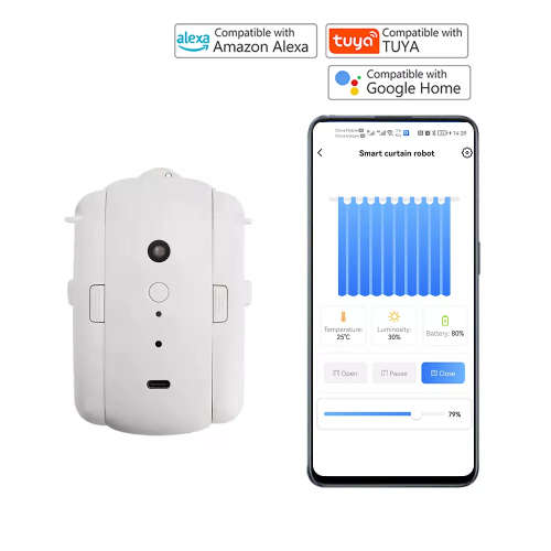 Smart Life Tuya Bluetooth Curtain Robot Motor for Track Rail with Remote Double Opening