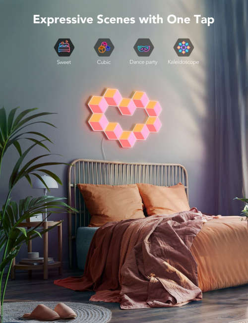 Govee Glide Hexa Pro Light Panels, RGBIC 3D Hexagon Wall Lights, Wi-Fi LED Creation Light with Music