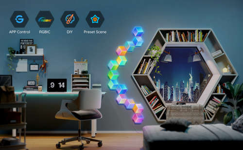 Govee Glide Hexa Pro Light Panels, RGBIC 3D Hexagon Wall Lights, Wi-Fi LED Creation Light with Music
