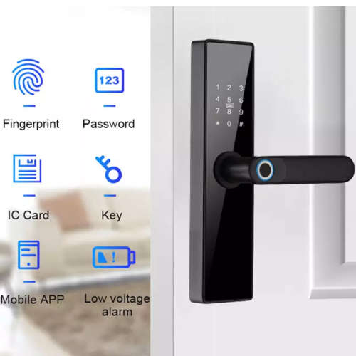WIFI Control Smart Life Tuya Digital Fingerprint Door Handle Lock (Black)