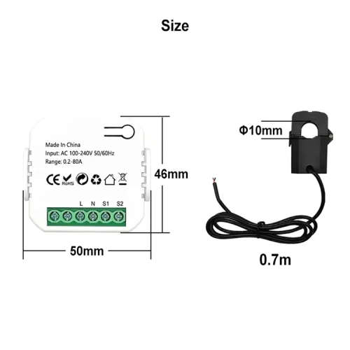 Smart Life Tuya WIFI 1CH Mini Power Energy Monitor Clamp Meter 240V 80A Single phase