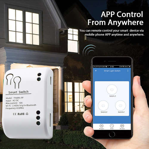 Smart Life Tuya WIFI 1CH 5V or 85-250V Door Gate Garage Opener Inching Relay Module with RF433Mhz