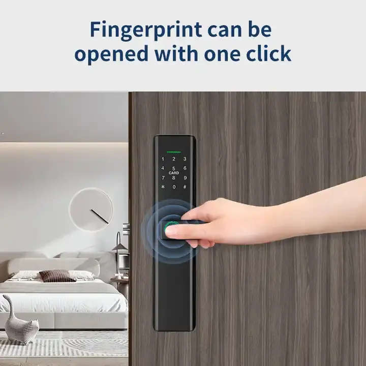 Smart Life Tuya WIFI Access Control Fingerprint Keypad Card Door Handle Lock P14 (Black)
