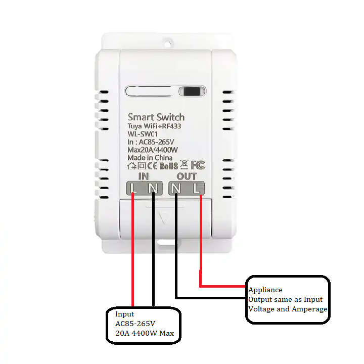 Smart Life Tuya WIFI 1CH 20A 4400W 4.4KW Switch Circuit Breaker Relay with RF433Mhz