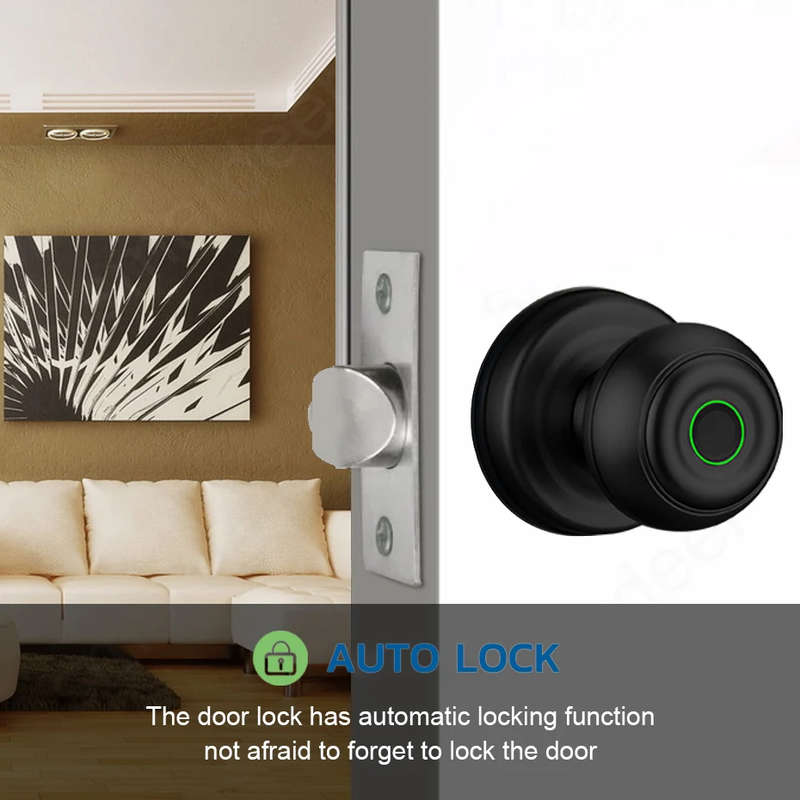 Smart Life Tuya Bluetooth Access Control Fingerprint Knob Door Handle Lock (Sliver)